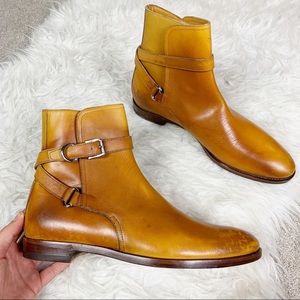 RALPH LAUREN COLLECTION Leather Ankle Boots Tan